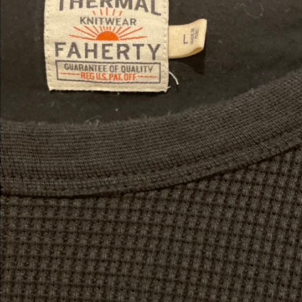 Faherty Waffle Crew Thermal Long Sleeve Top Pima Cotton - Picture 5 of 6
